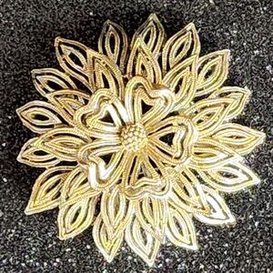 Intricate Gold Floral Brooch